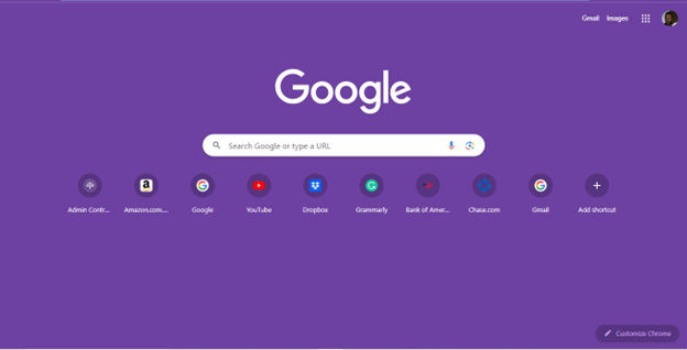 Google homepage screenshot.